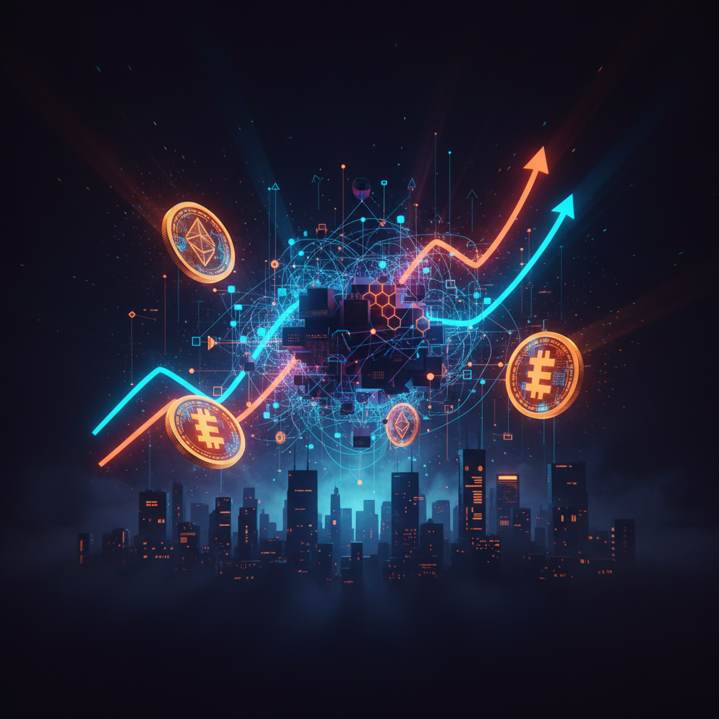 Digital blockchain nodes running high-capacity blocks on the Sepolia testnet in an orange neon theme.