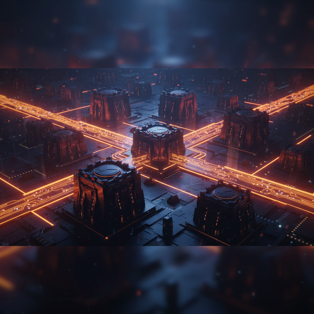 Futuristic node network representing a massive Hyperliquid HYPE transfer on dark background.