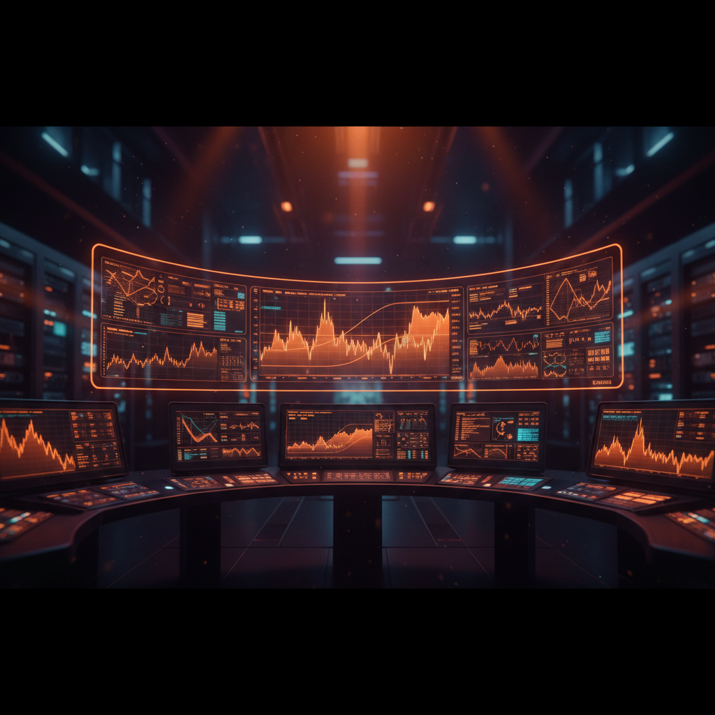 Financial chart displays Treasury yields 5 percent milestone with glowing orange macro data