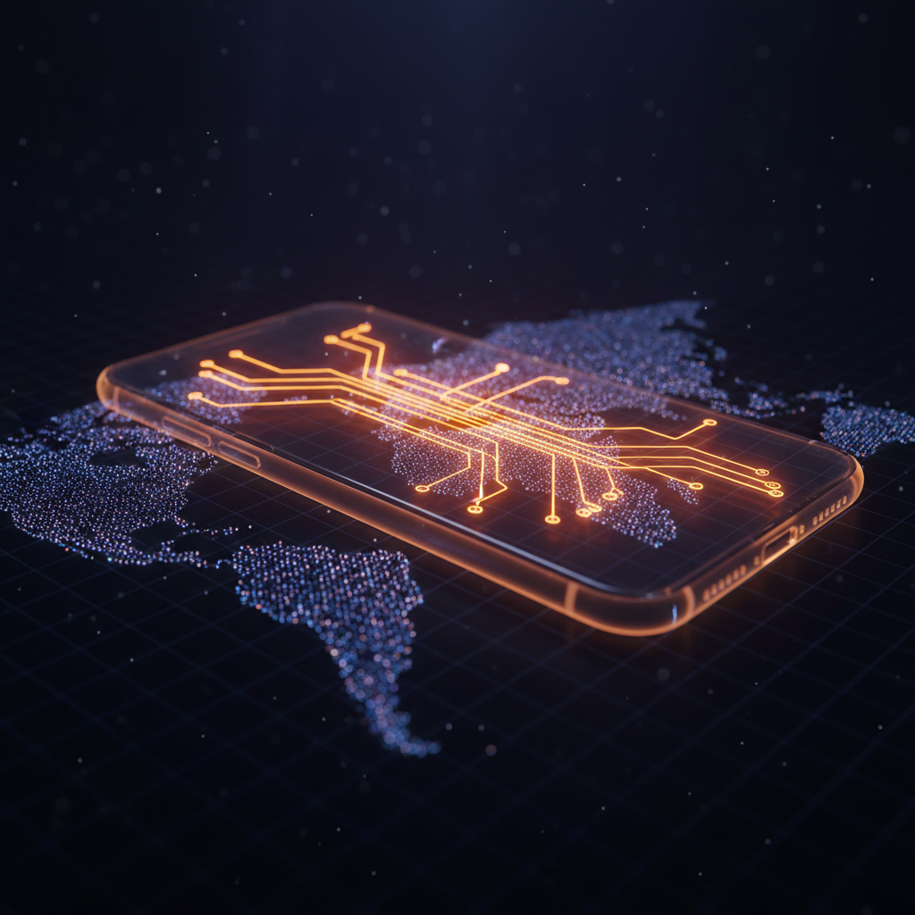 A smartphone glowing with digital currency pathways showcasing Samsung Galaxy USDC features.