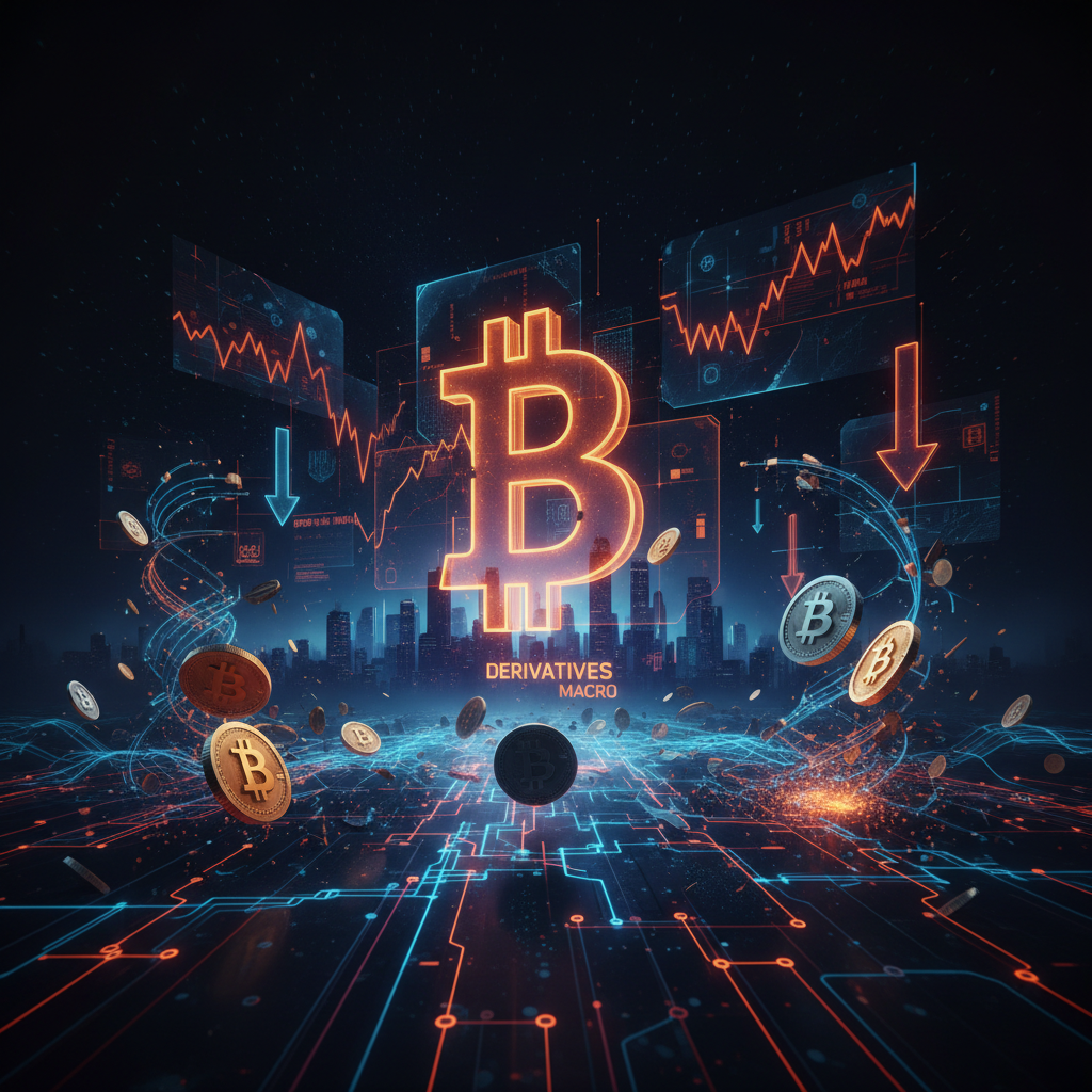 Glowing analytical chart illustrating Bitcoin leverage risks during a market selloff