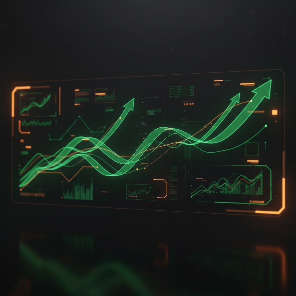 Green trading candlestick charts signaling a sudden crypto market rebound across altcoins