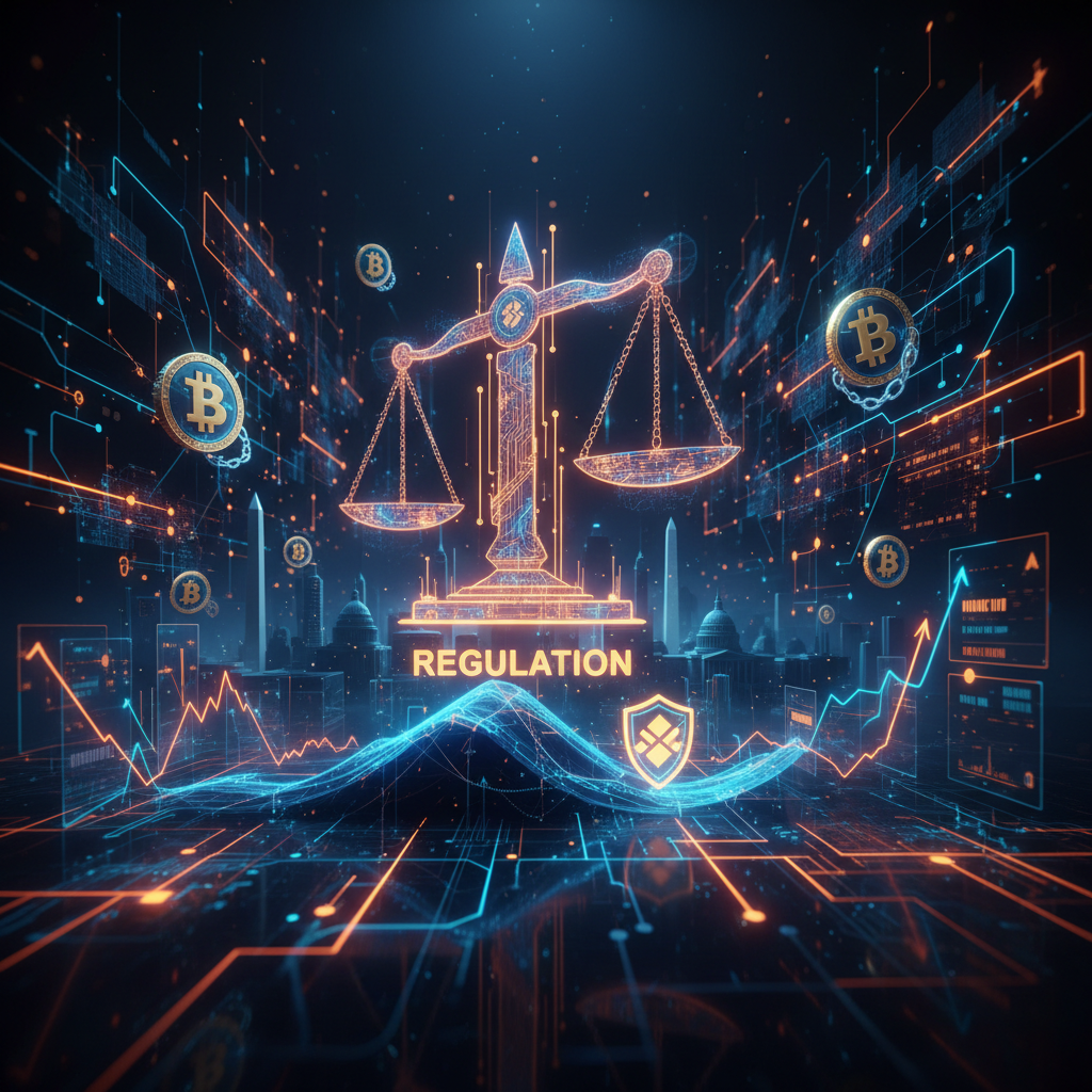 Justice Department scales reflecting digital currency data following the Binance settlement review.