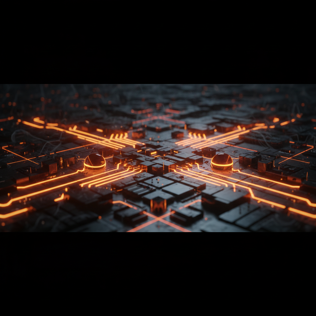 High-tech cryptographic circuits illustrating breakthrough Ethereum rollup performance and quantum computing security.
