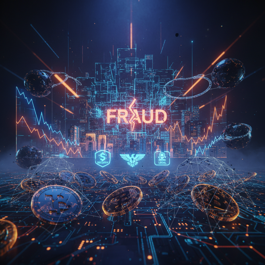 A glowing cyber forensic network representing a crypto scam investigation into server infrastructure.