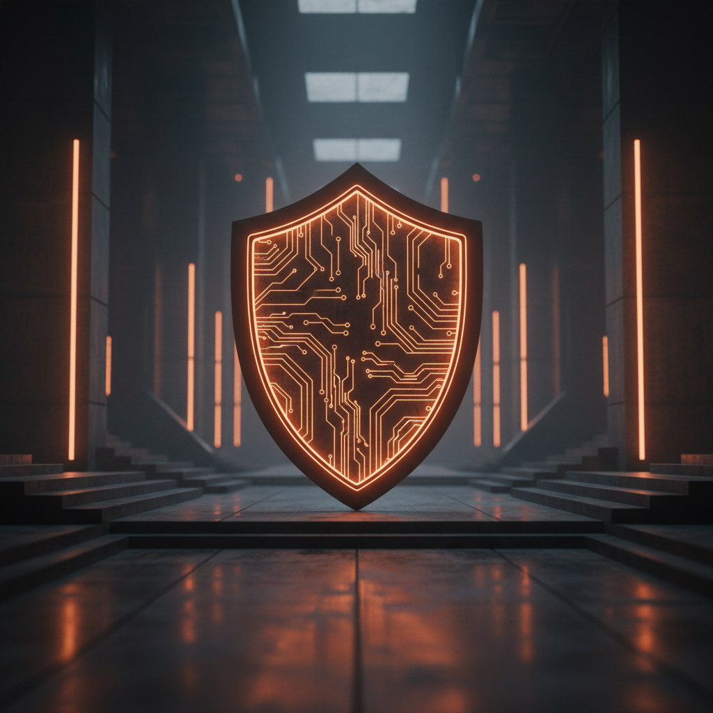 Digital compliance shield representing the Coins ph regulatory probe in a dark glowing setting.