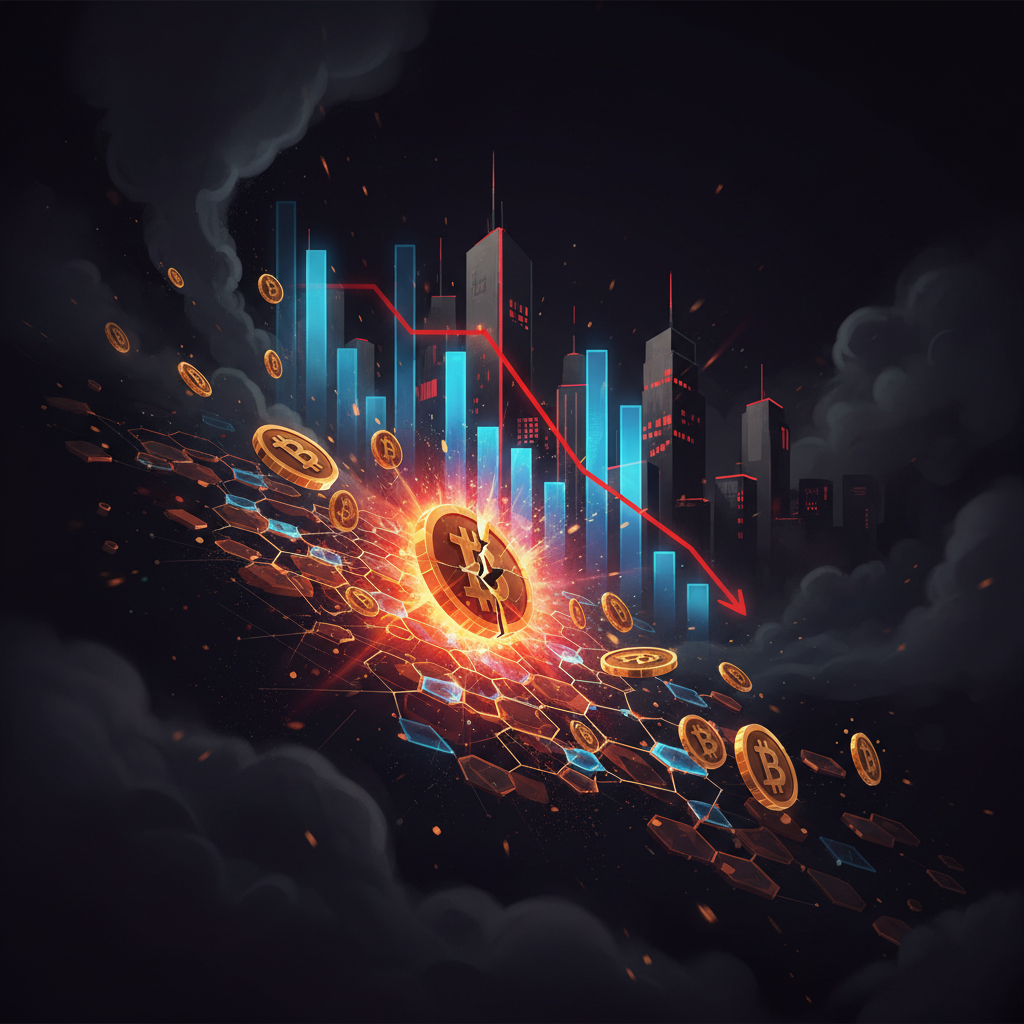 Declining financial candlestick charts reflecting the negative Bitcoin inflation reaction on trading screens