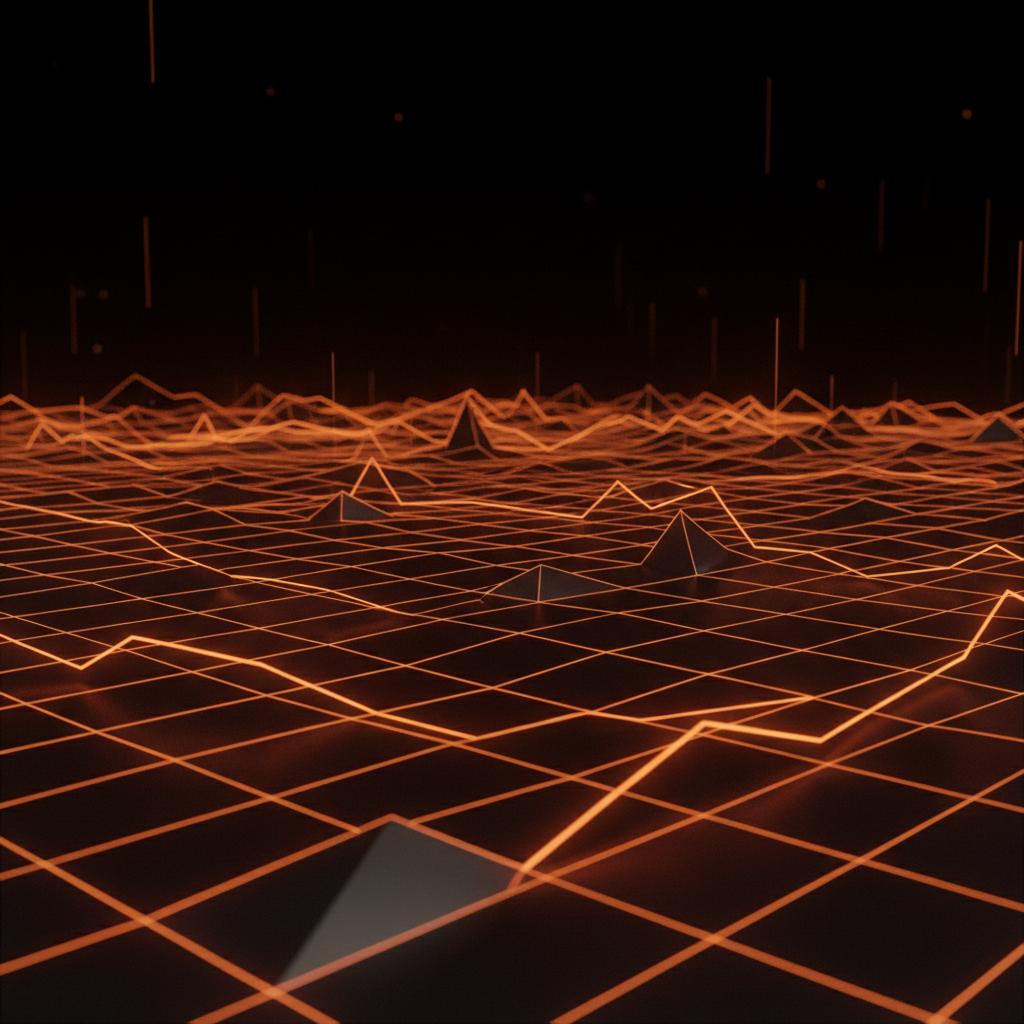 Technical analysis grid illustrating critical crypto market support levels in neon.