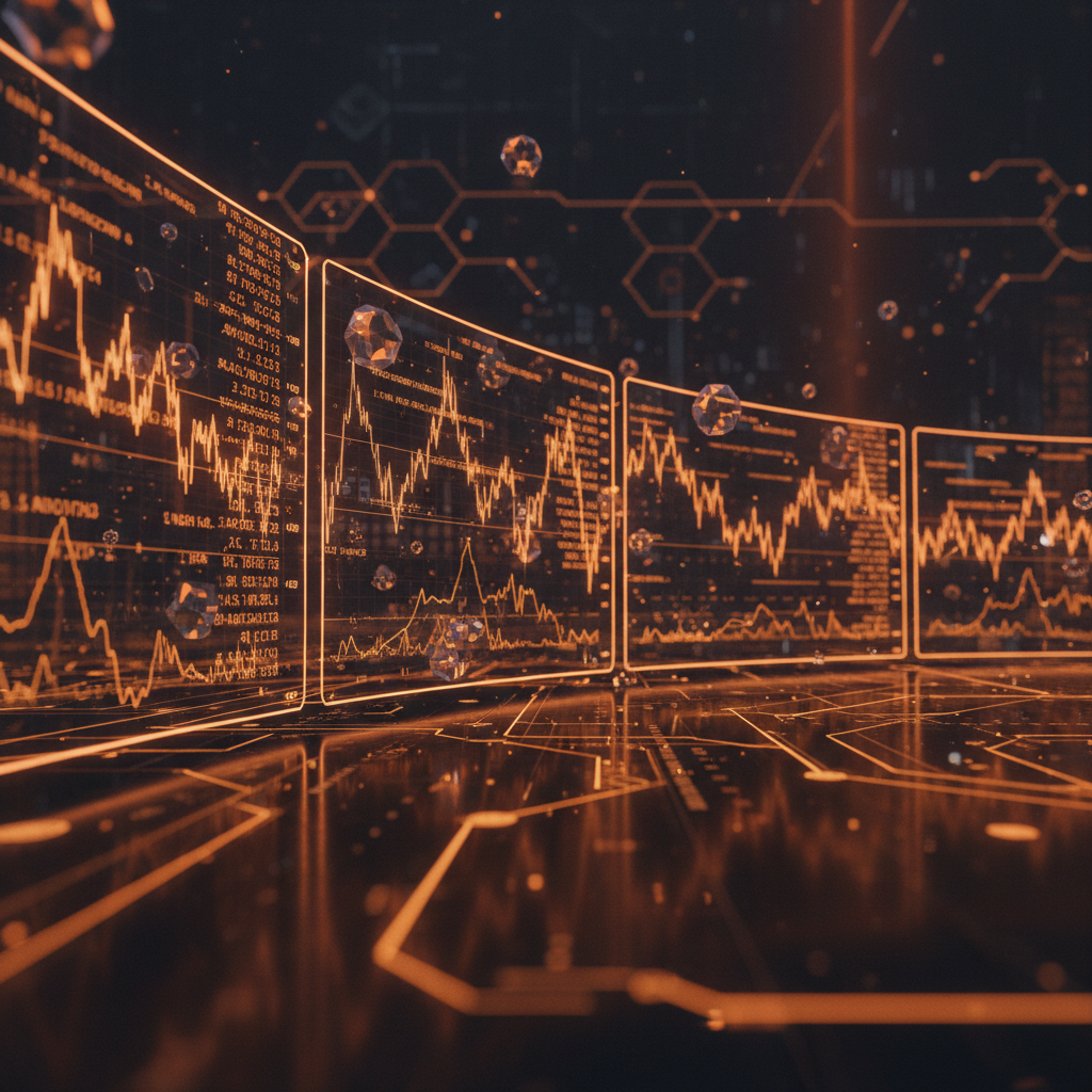 A dramatic visualization of a falling HEX token price chart on a dark background.