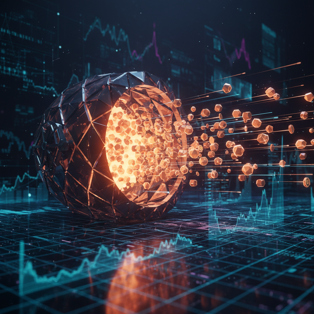 Holographic charts tracking XRP exchange inflows during a digital asset market shift.