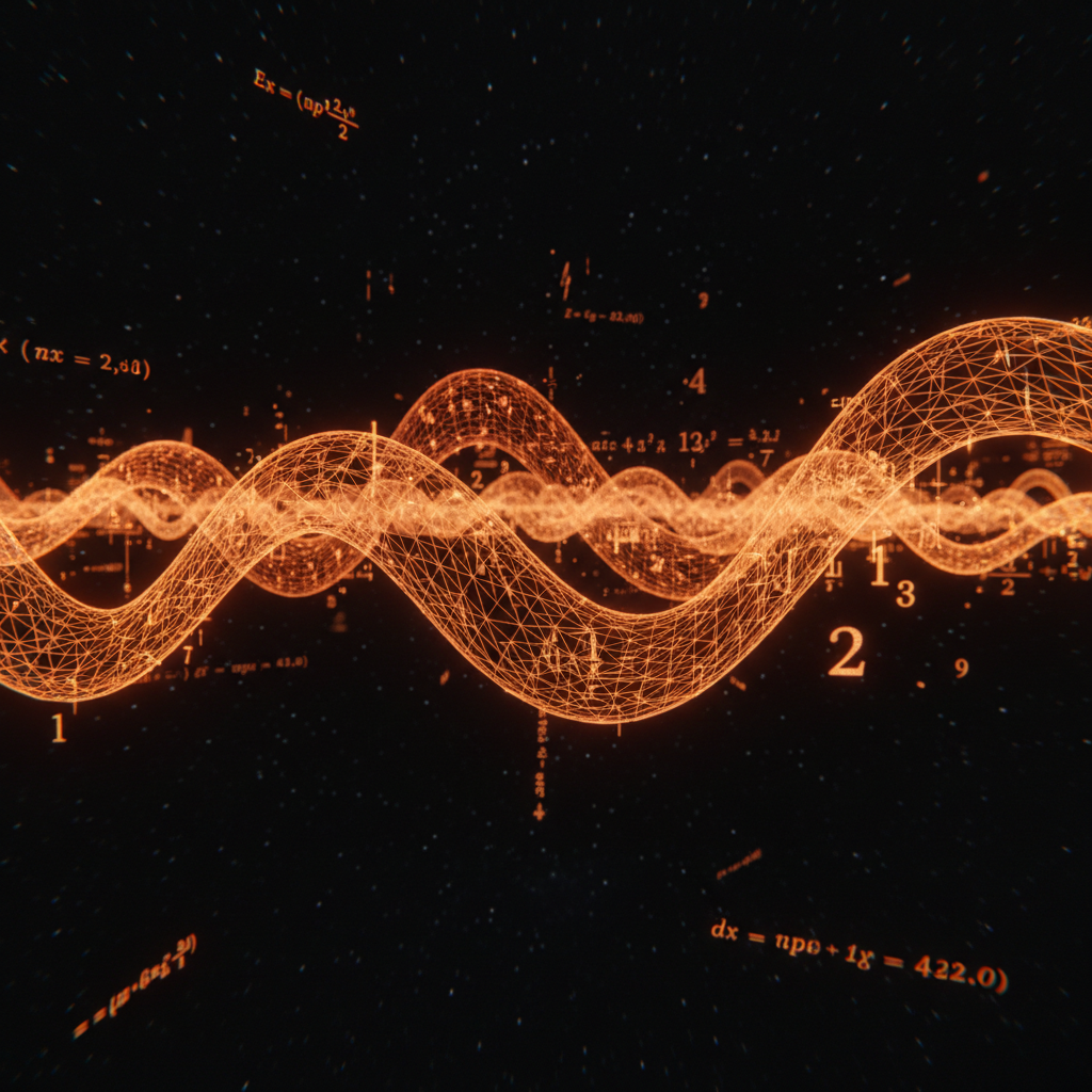 Cryptographic curves representing Bitcoin cryptography ECDSA research glowing against a dark orange neon background.