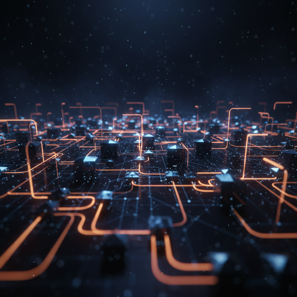 High tech blockchain nodes maintaining Solana network resilience across a dark grid.