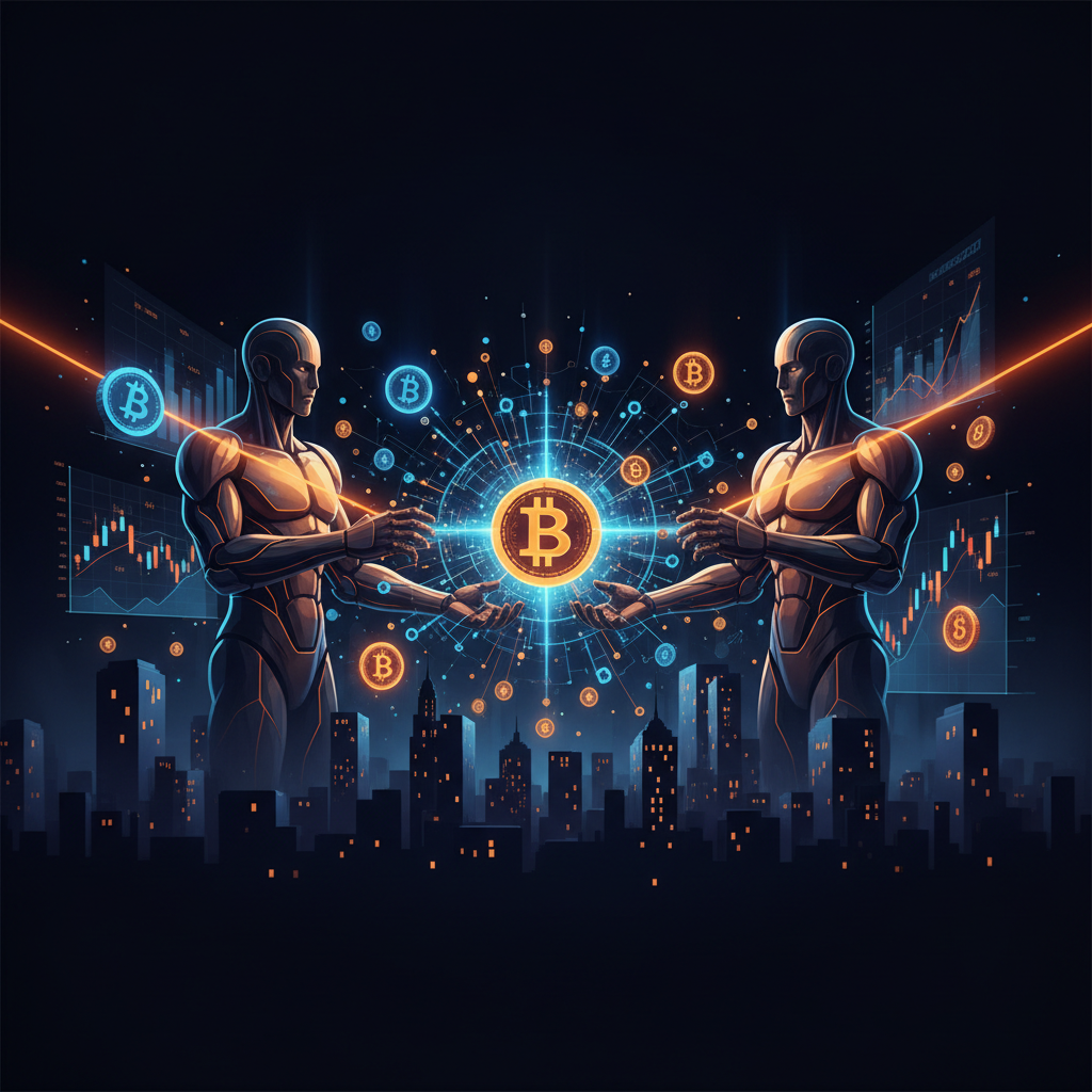 A high-tech financial terminal screen showcasing Wall Street tokenization architecture in orange light.
