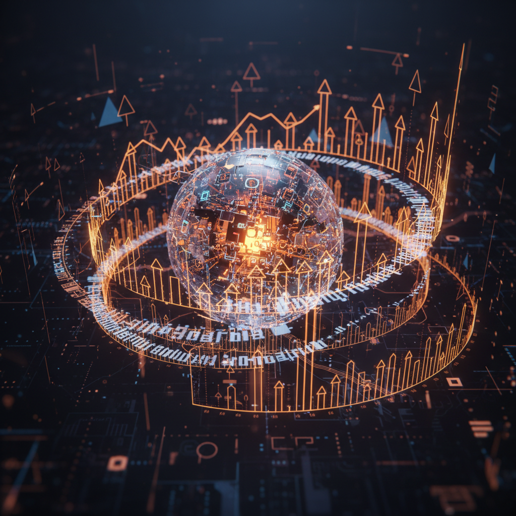 Futuristic financial network representing Anthropic IPO valuation and corporate equity pledge.