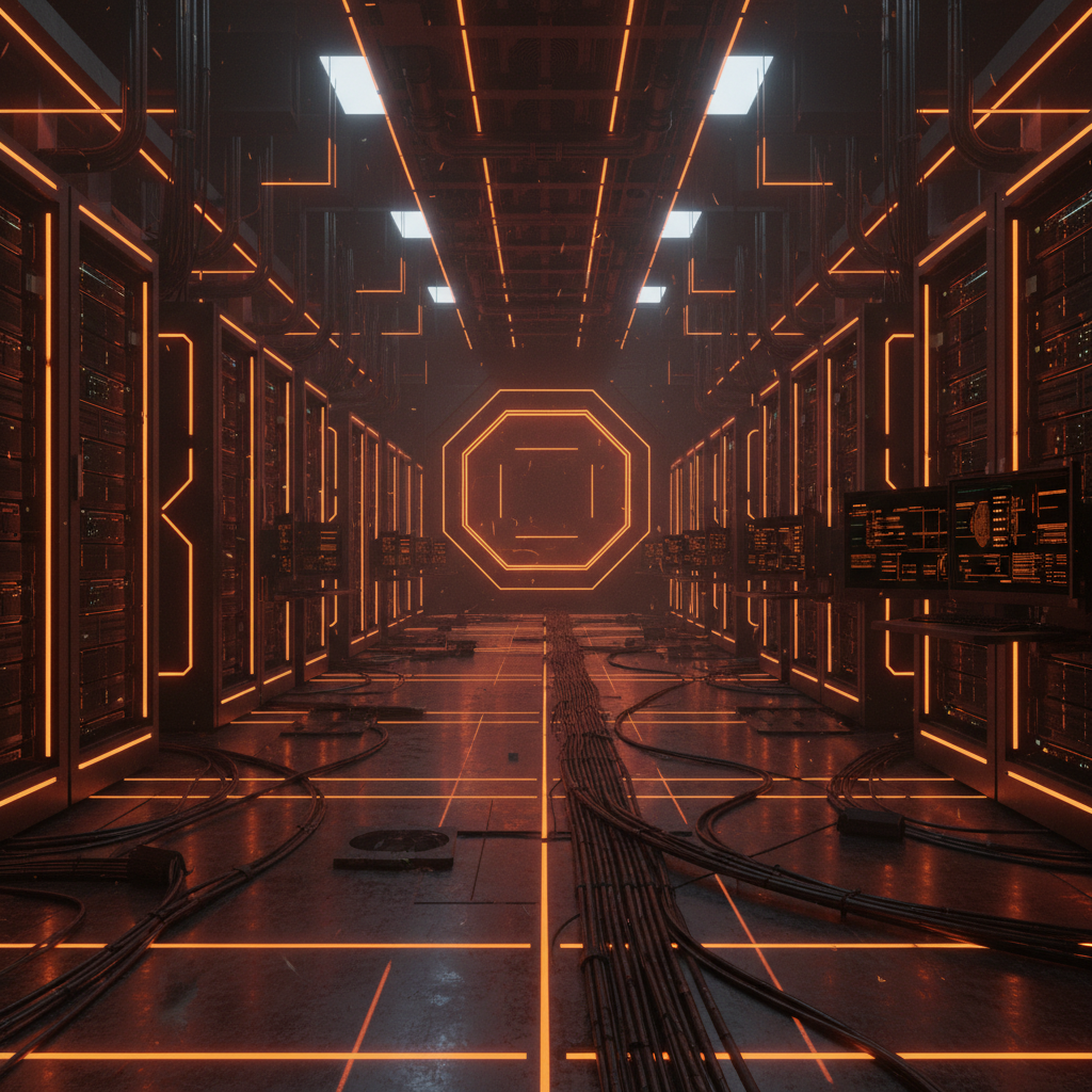 Server racks inside an industrial facility amid the upcoming Binance Pool closure.