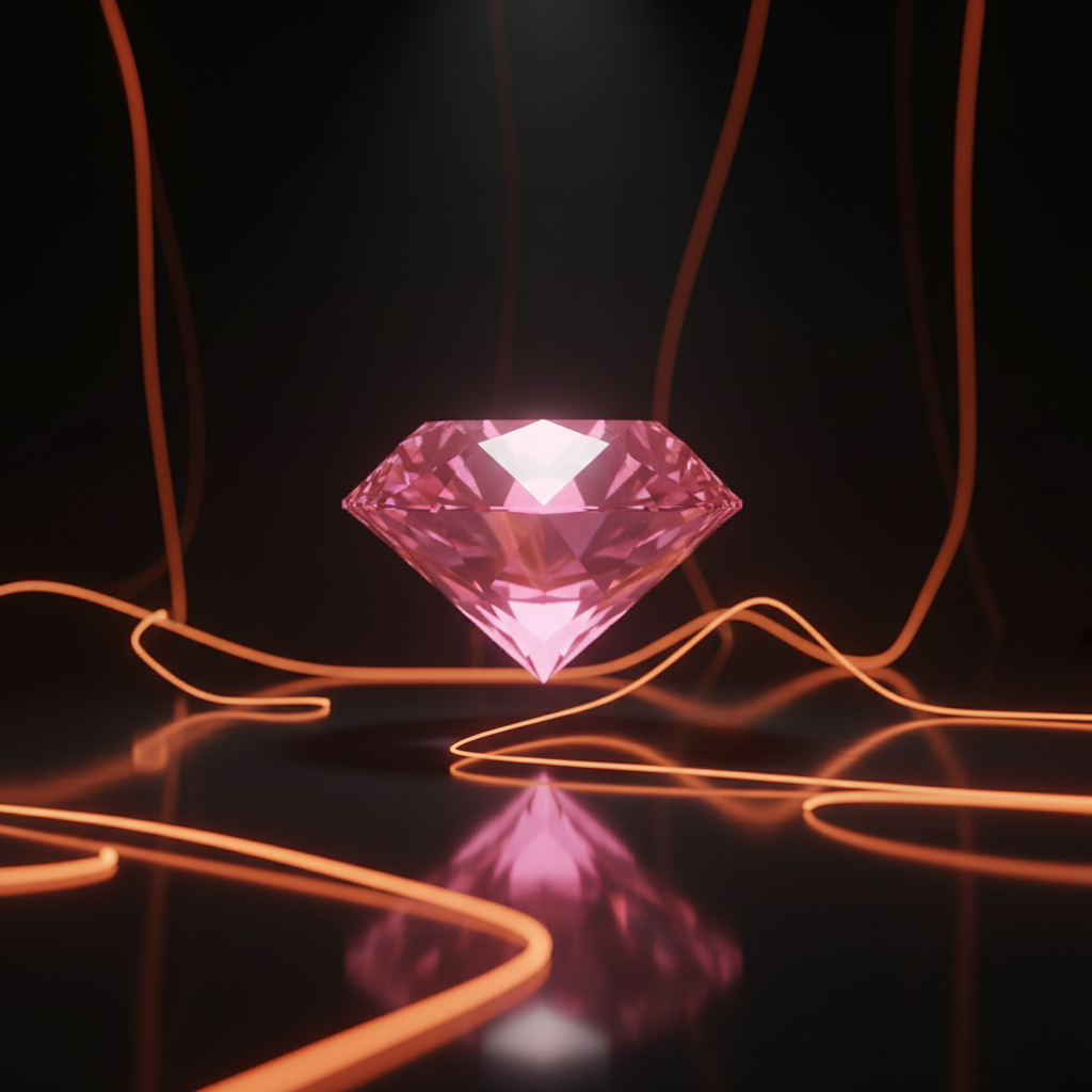 A glittering diamond surrounded by ambient orange light reflecting natural diamond market trends