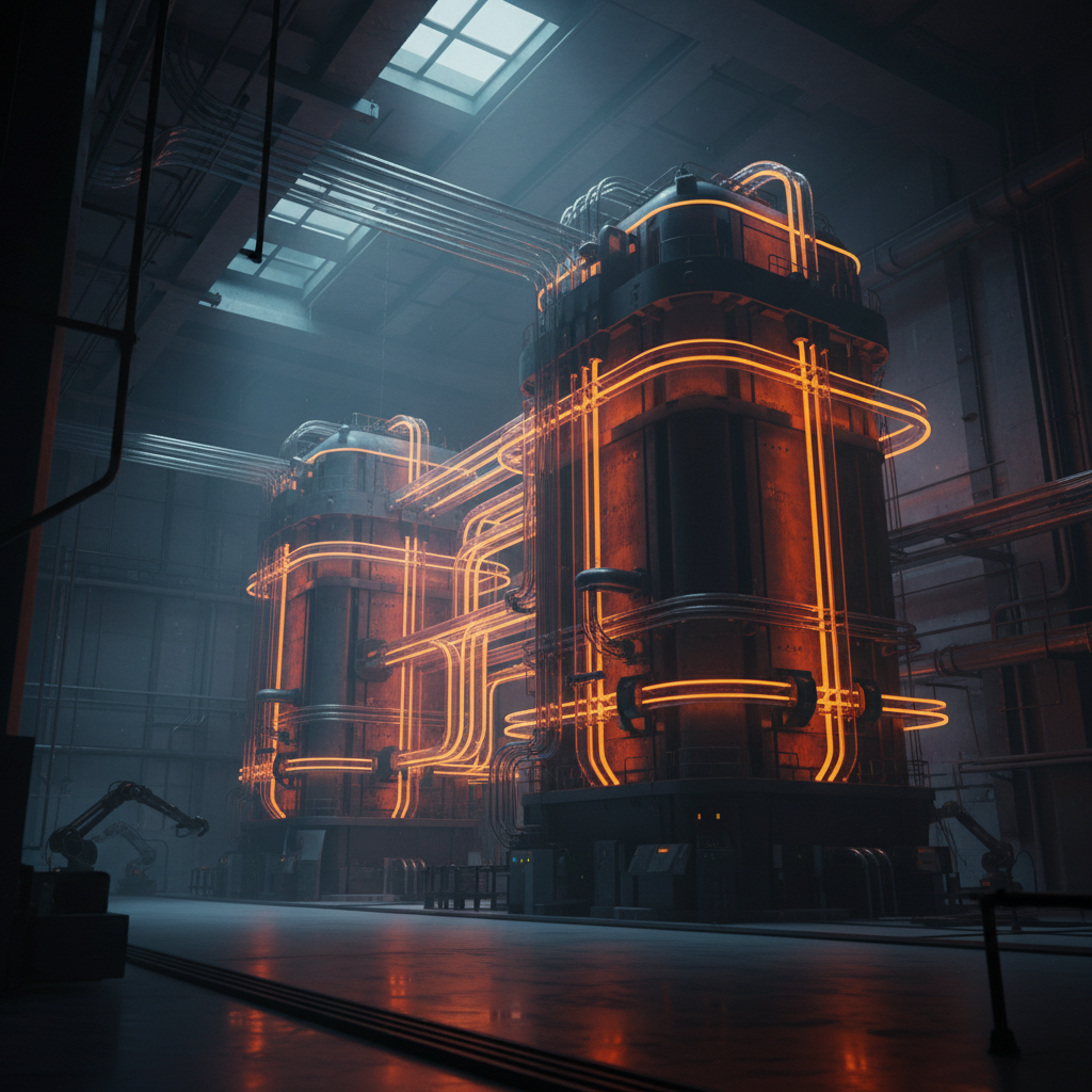 A modern laboratory setup showcasing an iron flow battery breakthrough with glowing components.