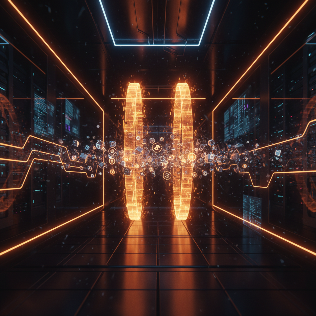 High-tech financial vault showing digital tokens dissolving during the JST buyback burn