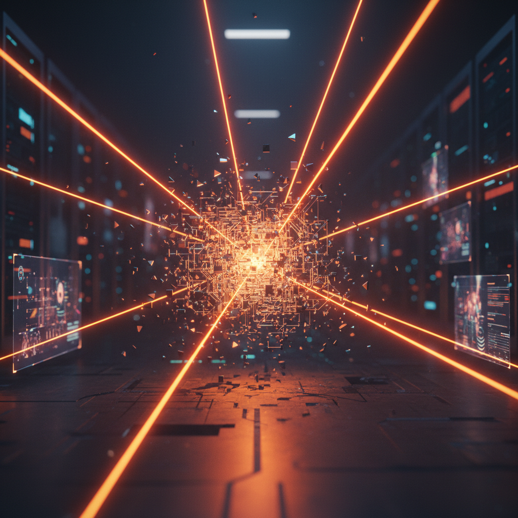 Complex cryptographic lattice undergoing computational stress highlighting Bitcoin quantum security