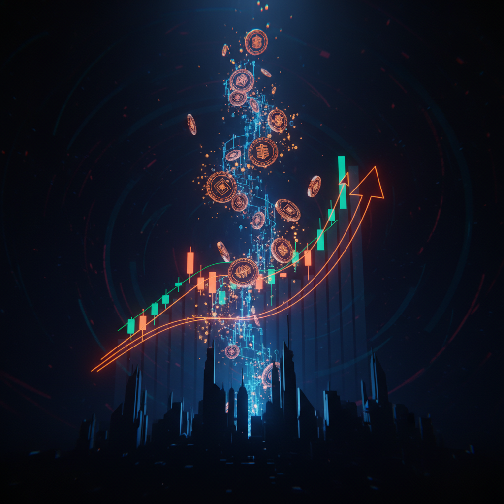 Trading chart displaying an upward rebound during a Nasdaq futures rally with dark ambient lighting