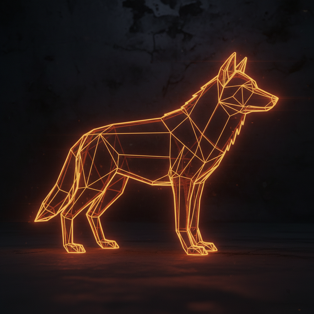 A dark digital network with orange neon nodes representing declining SHIB exchange withdrawals.