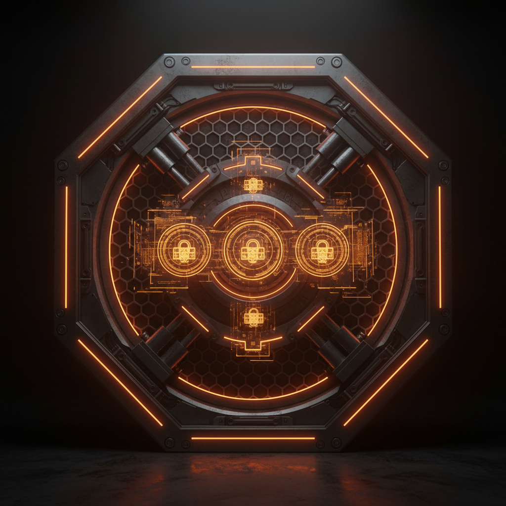Secure digital vault representing an institutional Bitcoin custody service.