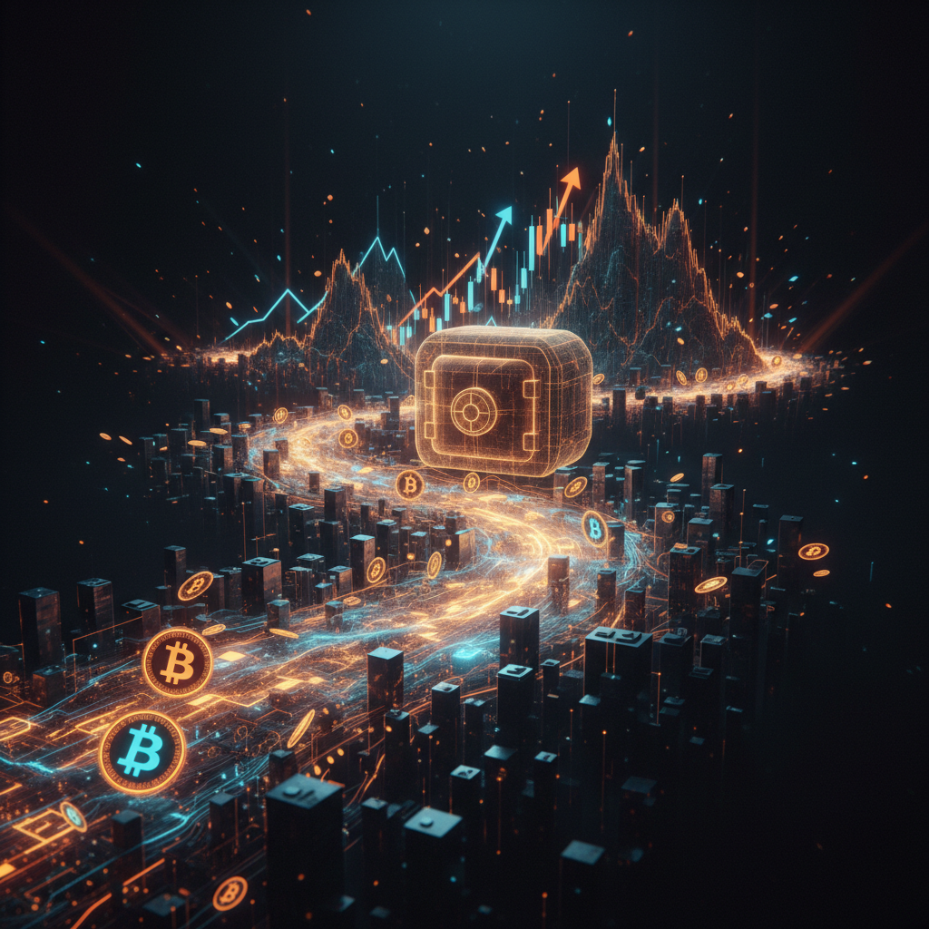 Glowing financial charts representing the Metaplanet Bitcoin treasury expansion in gaming.