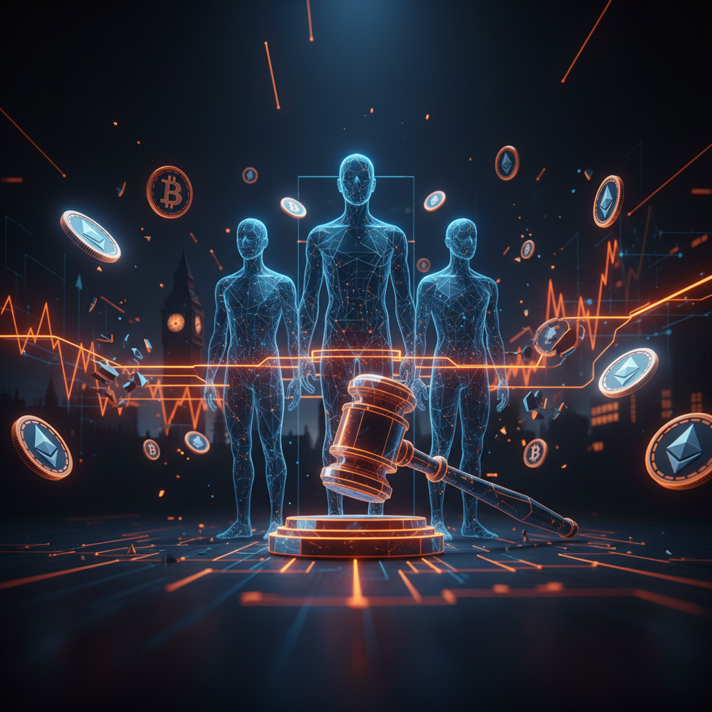 Dark interior scene with digital orange security elements referencing a crypto home invasion.