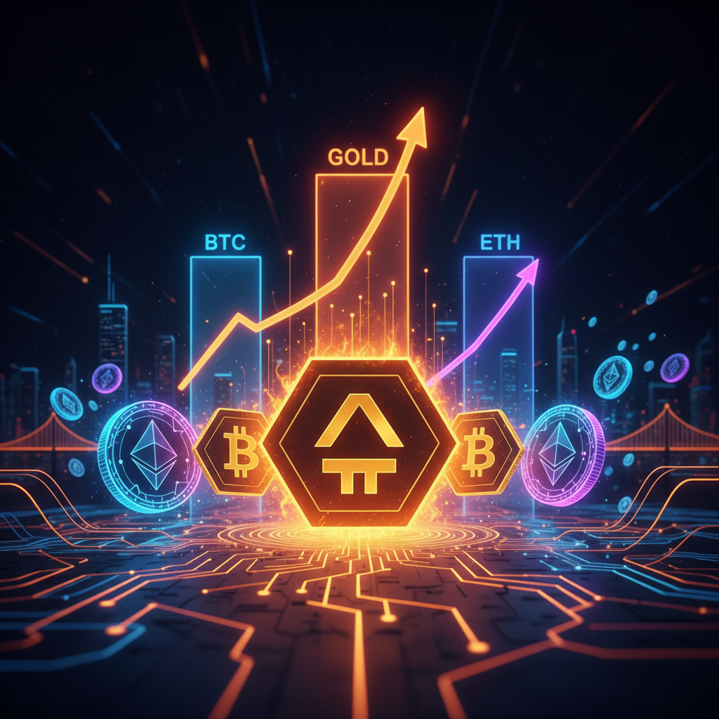 Golden bullion placed alongside a glowing digital coin representing vetted crypto investments.