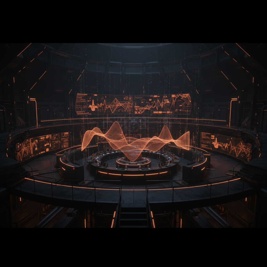 Futuristic operations center illustrating the prediction market ban on sensitive defense information.