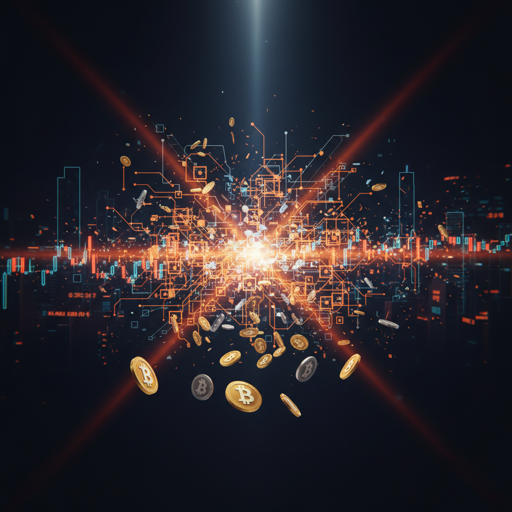 Digital network chains showing seized funds from crypto money laundering operations.