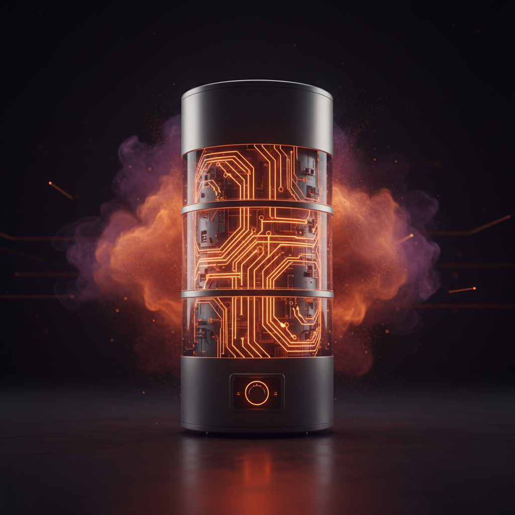 Modern household appliance glowing with circuits portraying a water heater Bitcoin miner